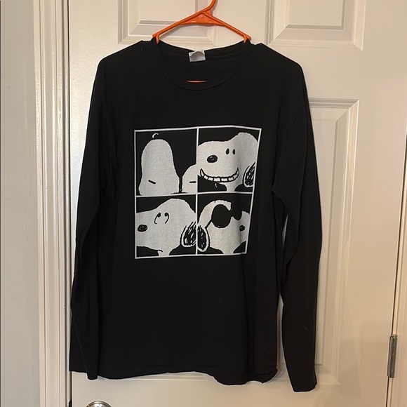 Port and Company Snoopy Graphic Black Long Sleeve Tee - Picture 1 of 4